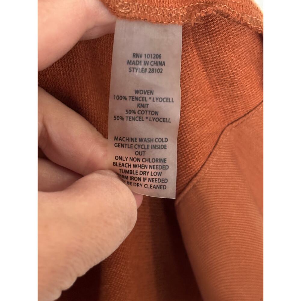 SOFT SURROUNDINGS Santa Rosa Burnt Orange Tencel Hi-Low Toggle Jacket M - Picture 4 of 4